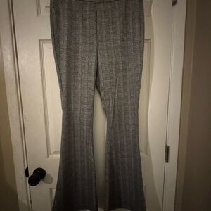 Gray Plaid Women's Flared Pants